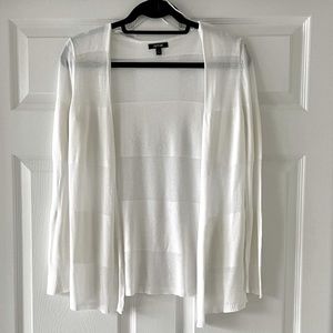 Apt. 9 Long Sleeve Sheer Open Front White Striped Sweater S (Women’s)